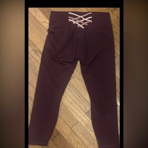 Leggings with Pink Lattice Waist Medium